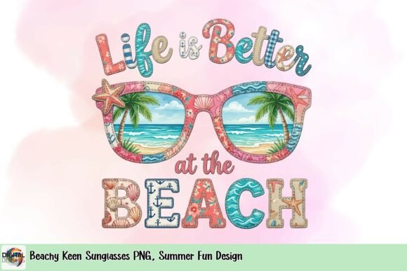 Beachy Keen Sunglasses PNG: Coastal Summer Design