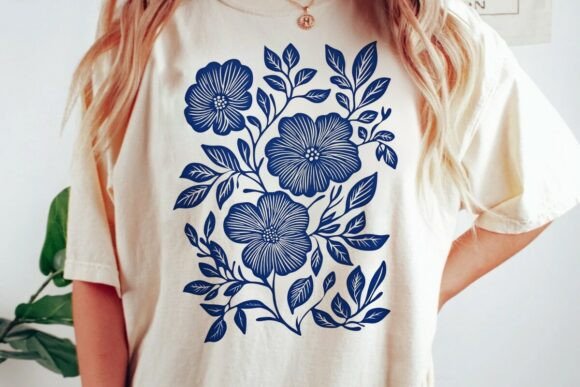 Blue Floral Branches Design: Your Go-To PNG for Elegant Projects