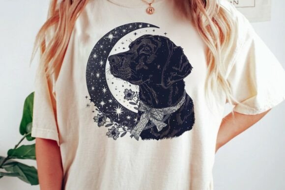 Charming Labrador Moon Crescent Design for Creative Projects