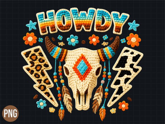 Embrace Rustic Charm with the Western Bull Skull Howdy PNG Design