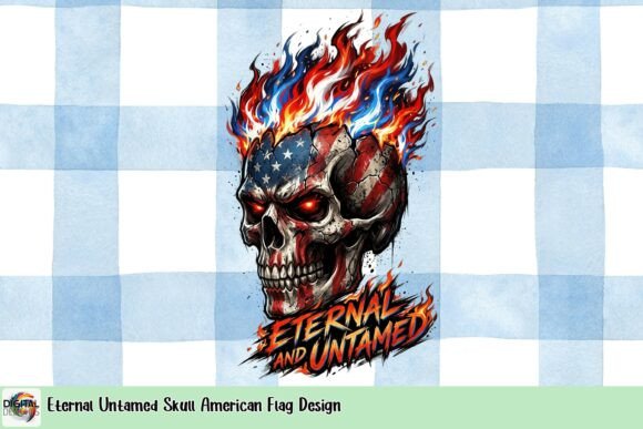 Eternal Untamed Skull: A Bold American Flag Design