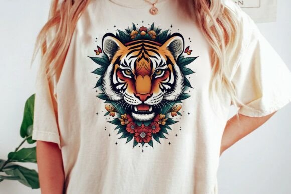 Fierce Tiger Floral Tattoo Design Png: A Bold Statement for Your Projects