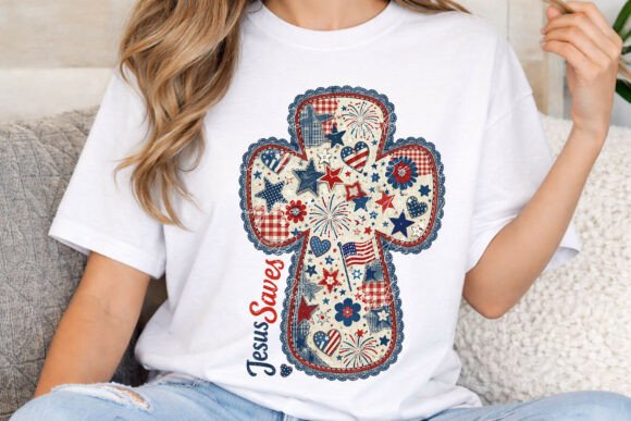 Jesus Saves PNG: A Patriotic Cross for Faith-Based Design