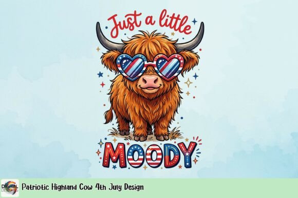 Moody & Patriotic: The Highland Cow Graphic for Independence Day