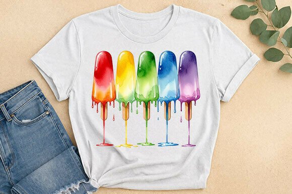 Rainbow Popsicle T-Shirt Design: A Burst of Summer for Your Projects