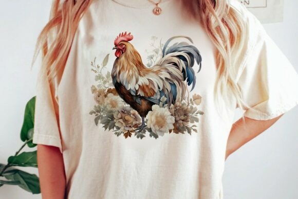 Rooster Floral Watercolor Design Png: A Bold Asset for Modern Creators